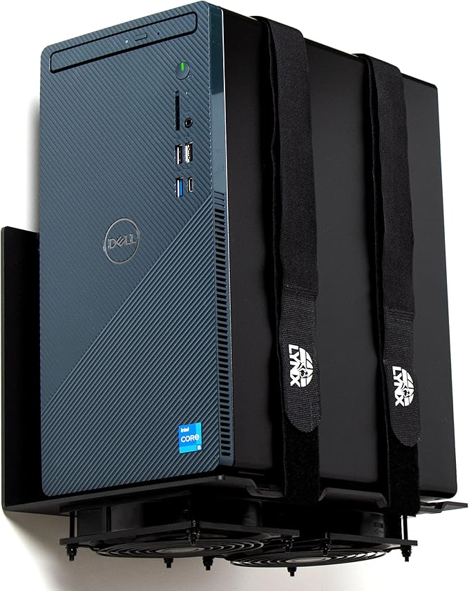 Wall Mount | Vented Computer UPS NAS Server Workstation Uninterruptible Power Supply Wall Bracket Kit with Hardware & Straps + 120mm Case Fan Attachment Points (Fans Not Included) (Medium)