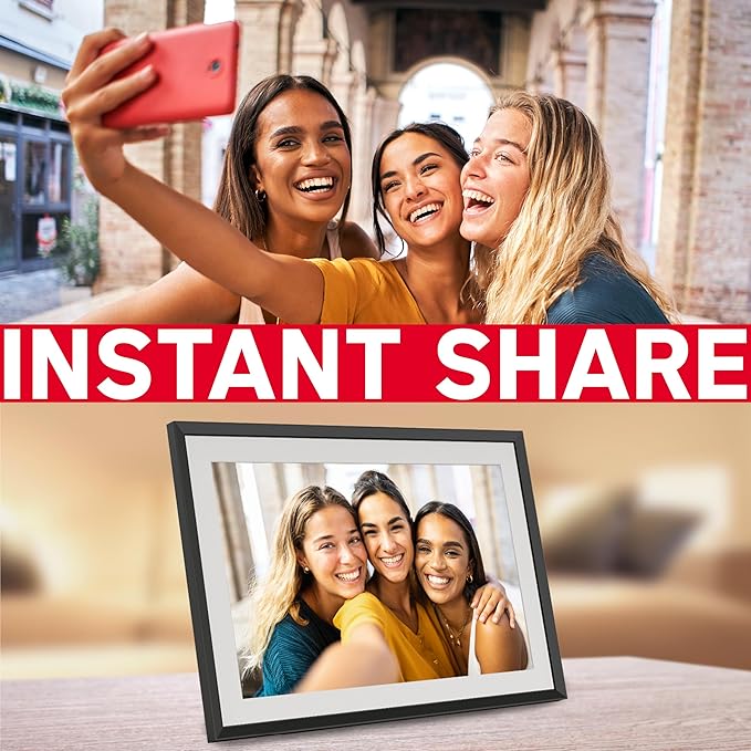 AGFA Photo Connected Digital Photo Frame Realiview APF1000 Wi-Fi 10 inch LCD - Display Photos/Videos, Clock, Weather, Auto Rotation, 32GB Memory, FRAMEO iOS/Android App Included - Black