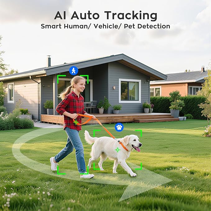 xmartO [AI Tracking Dome CAM 2K HD Metal Dome PTZ Wireless Security Camera with Automatic Tracking, 2-Way Audio and Night Vision (Standalone WiFi Camera, Works with WiFi Router Only)