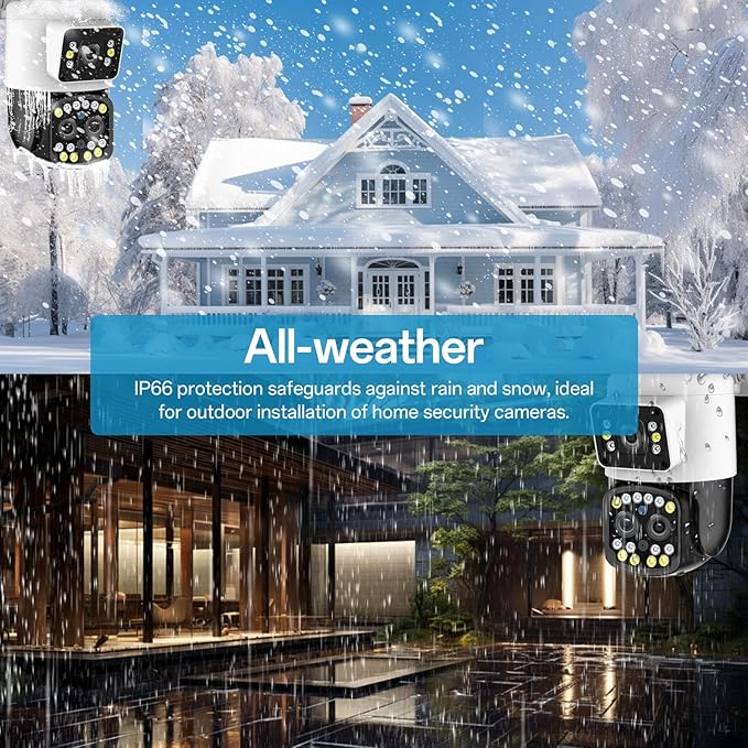 6X Optical Zoom WiFi Outdoor Security Camera, 4MP PTZ Camera for Home, 2.4GHz Wireless Surveillance Camara with Mobile App/PC Access, Dual Display, Motion Tracking, SD/Cloud, 24/7，360° View