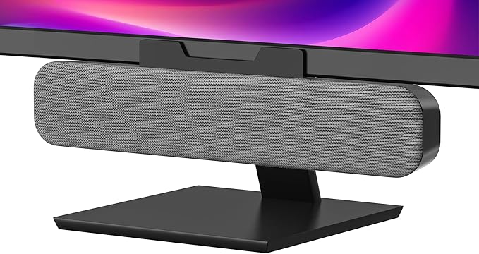 Computer Speakers for Desktop Pc, Monitor Speakers for Laptop,Pc Speakers with Loud Sound,Volume Control Easily Clamps to Monitors(USB-C to USB Adapter Included) (Light Grey)