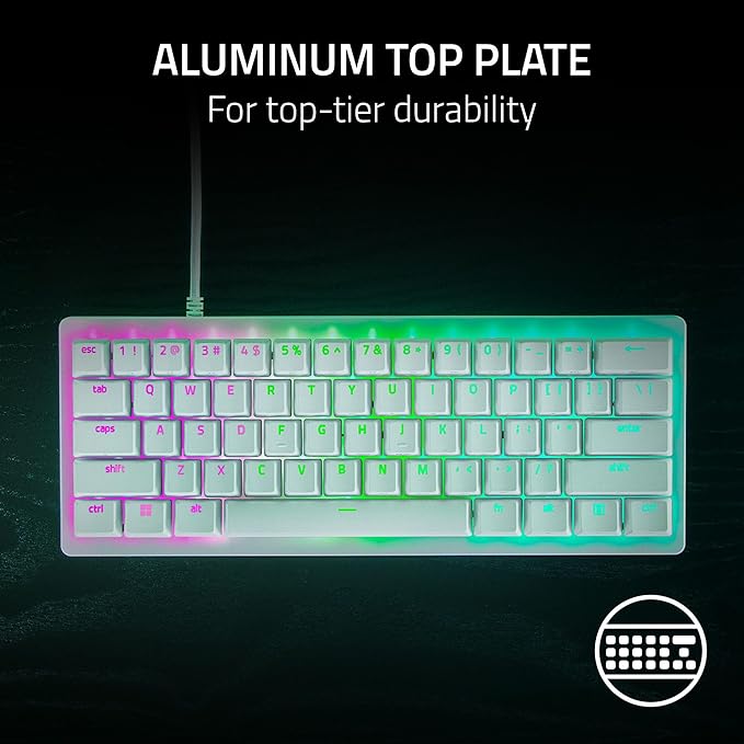 Razer Huntsman V3 Pro Mini 60% Esports Gaming Keyboard: Analog Optical Switches Snap Tap - Rapid Trigger - Adjustable Actuation - Dual-Purpose Mod Keys - Doubleshot PBT Keycaps - White