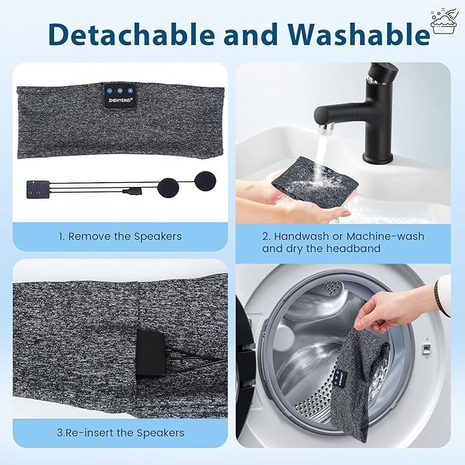 Sleep Headphones Wireless Bluetooth 5.4 Headband, Sports Earphones Sleep Earbuds with HD Stereo Speaker Microphone for Workout Jogging Yoga Insomnia Air Travel Meditation Unique Gifts Gray