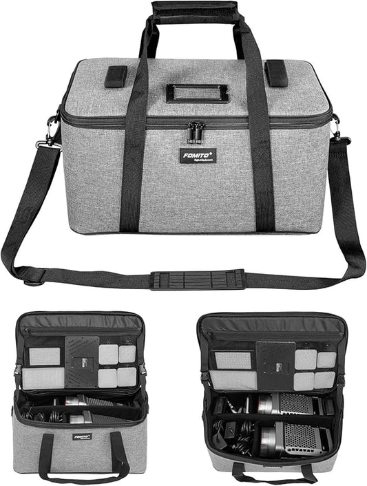 FOMITO AB-27 Foldable Camera Bag 16.73in x 11in x 8.66in Shockproof Case for DSLR, Gimbal, Drone Heavy-Duty Handle DIY liner