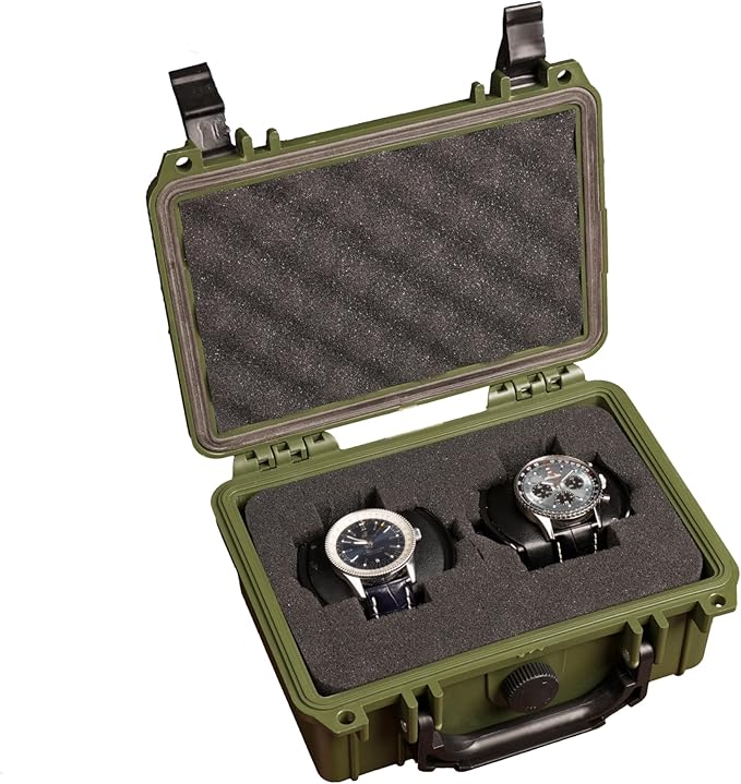 MEIJIA IP67 waterproof hard compact case,Customizable Fit Foam,8.12”x6.56”x 3.56”,Fit Use of Drones, Cameras,Equipments,lens (Green)