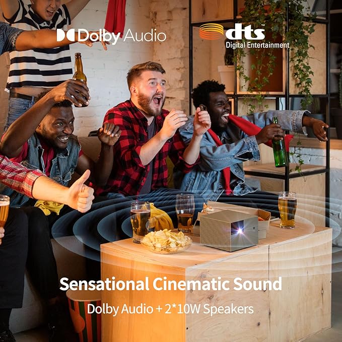 1600ANSI Lumens DLP Projector, WEMAX Vogue 100, 4K Home Theater Projector with WiFi and Bluetooth, Native 1080p HDR10, 200" Display, Dolby Audio, 125% Rec.709, Auto Focus Keystone