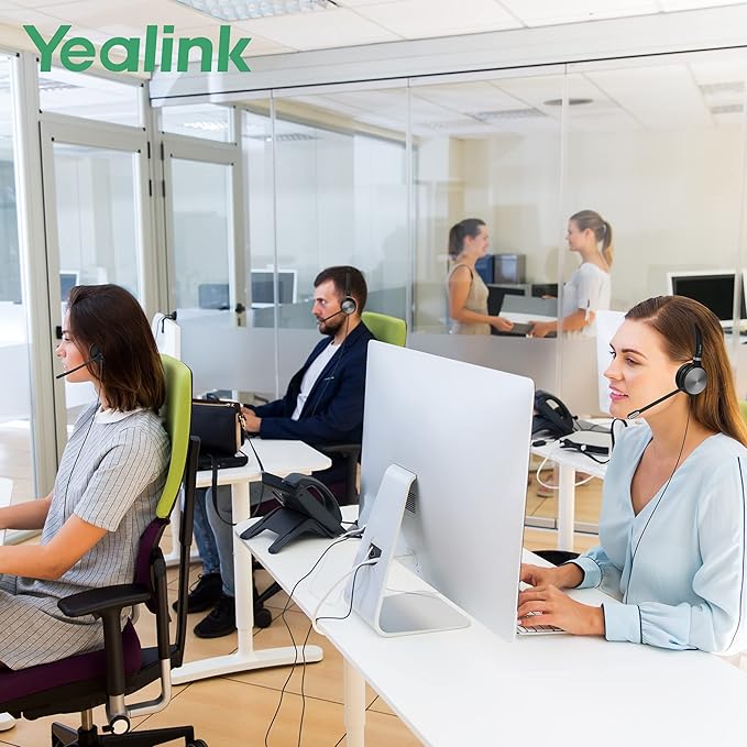 Yealink Phone Headsets for Office Phones YHS36 QD to RJ9 Wired Headset Compatible with Cisco Desk Phones 8800/7800/7900/6945 Series Landline Telephone Headset with Microphone -Mono/124g/2.1m Cable