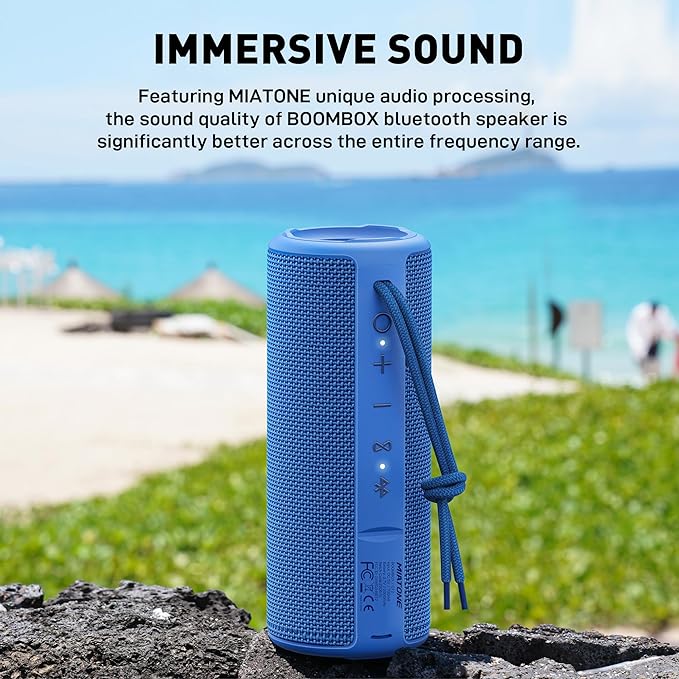 MIATONE Boombox Outdoor Portable Bluetooth Speakers Wireless Speaker Waterproof - Blue