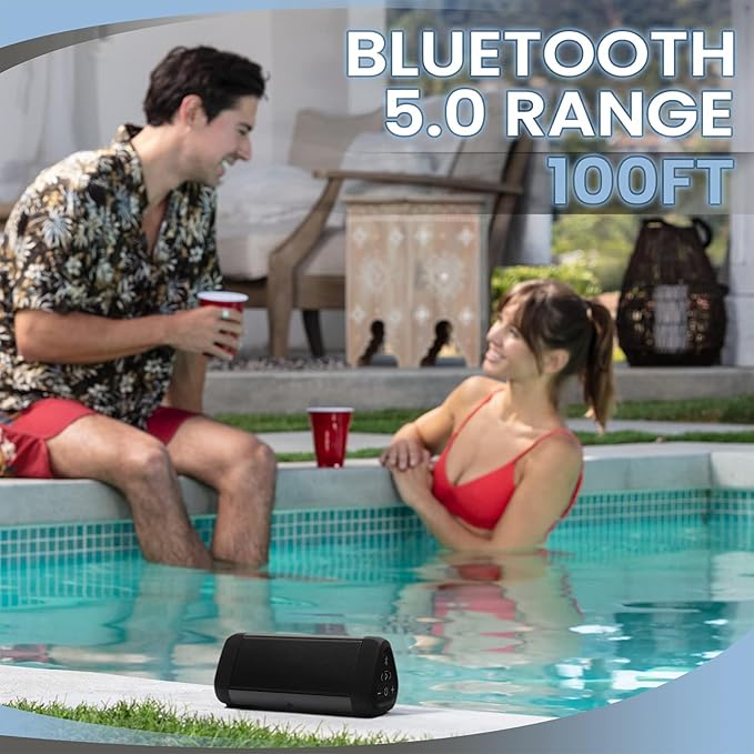 OontZ Ultra Dual Portable Bluetooth Speaker 5.0 2-Pack – IPX7 Waterproof, 14W Enhanced Sound, 20-Hr Battery, 100ft Range, Deep Bass & Clear Audio, Durable for Shower, Pool, or Beach (Black)