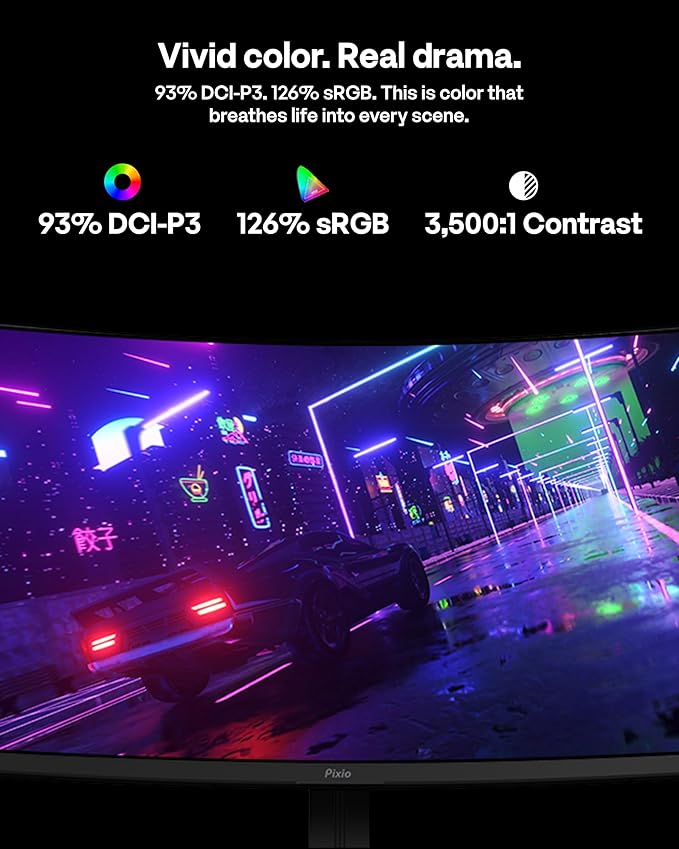 Pixio PXC328 32 inch 180Hz Refresh Rate QHD 1440p Resolution 1500R Curved Fast VA Panel 1ms GTG Response Time Adaptive Sync HDR Curved Gaming Monitor