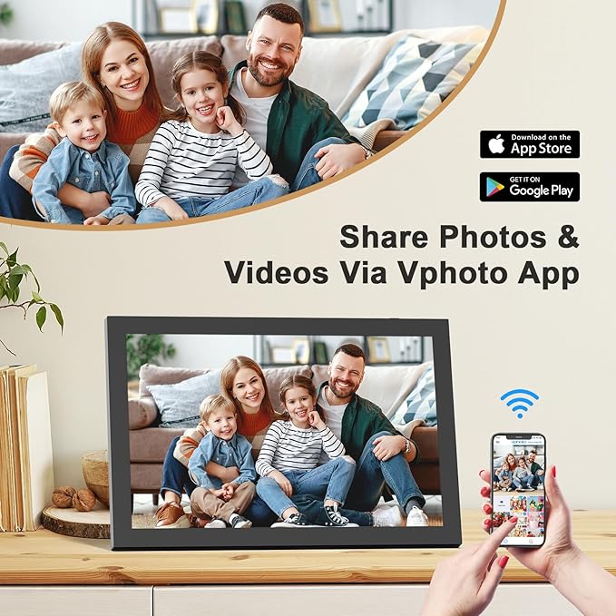 Digital Picture Frame 10.1-inch Digital-Photo-Frame - 32GB Digital Frame, IPS Touch Screen, Auto-Rotate, Slideshow, Load Photo Video from Phone via APP Email, Free Cloud, Birthday Gifts for Women Men