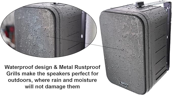Rockville HP65S-8 Black 6.5" 500W Indoor/Outdoor Waterproof Speakers 8-Ohm with Swivel Mounts and Rustproof Metal Grilles - for Home, Patio, or Commercial Use