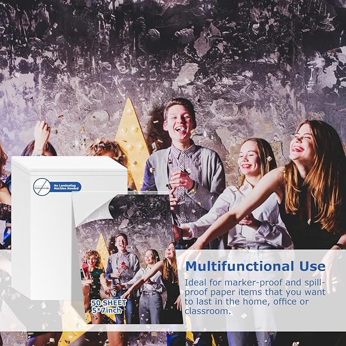 DLUGOPIS 50 Sheets Self Seal Laminating Pouches 5x7 Self Adhesive Laminating Sheet No Heat No Laminating Machine Needed for Photos Index Cards