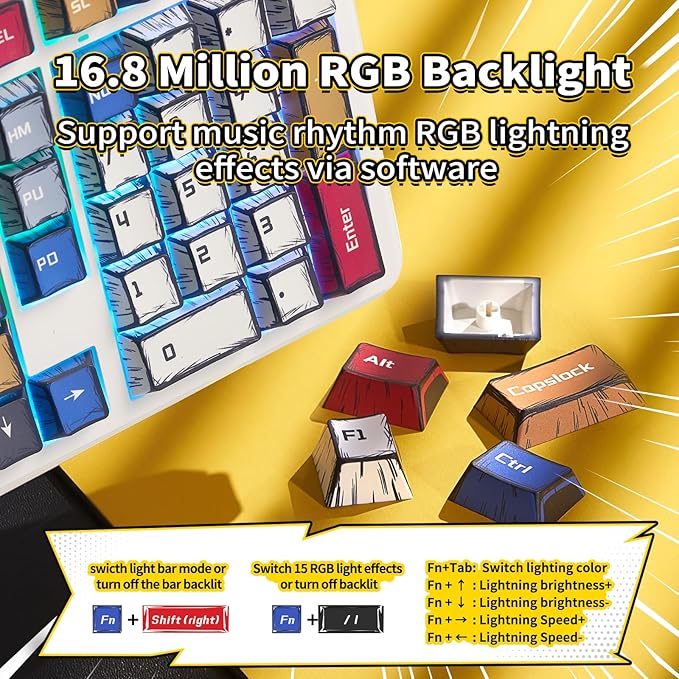 x Aula F99 Pro Mechanical Keyboard, Wireless Gaming Keyboards RGB Backlit Hot Swappable Custom Creamy Bluetooth Computer Keyboard, Tri-Mode BT5.0/2.4GHz/USB-C, Pre-lubed Switches PBT Keycaps