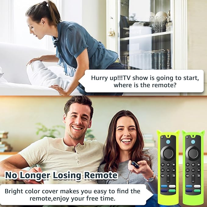 2 Pack Silicone Remote Cover Case Glow in The Dark, Anti-Slip Silicone Protective Case with Lanyard(Glow Green & Glow Yellow)