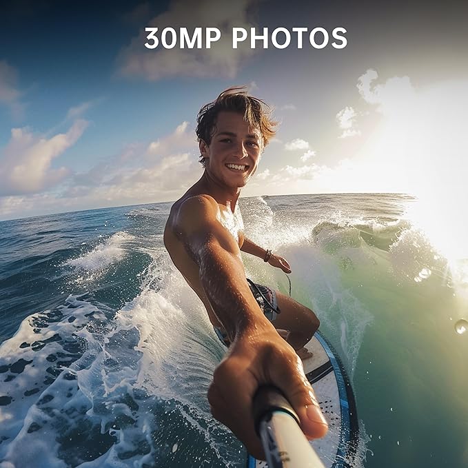 4K60FPS 30MP Action Camera with Front LCD and Touch Rear Screens, Underwater Camera with 64GB Memory Card, 132FT Waterproof Camera, EIS, 5X Zoom, WiFi Remote Control（Blue）