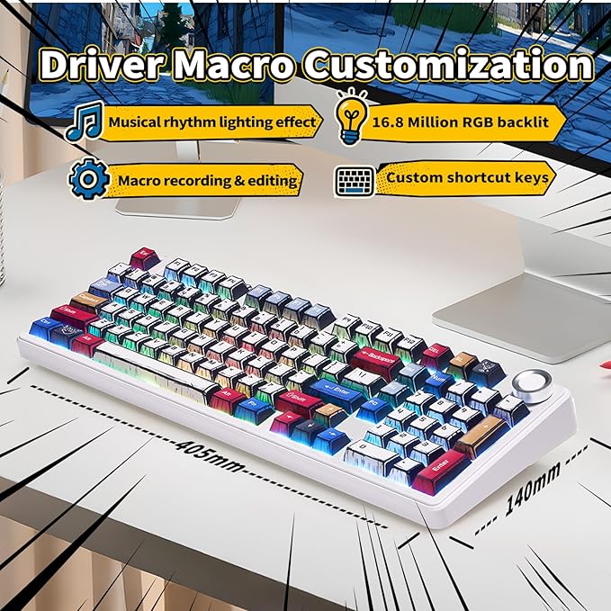 x Aula F99 Pro Mechanical Keyboard, Wireless Gaming Keyboards RGB Backlit Hot Swappable Custom Creamy Bluetooth Computer Keyboard, Tri-Mode BT5.0/2.4GHz/USB-C, Pre-lubed Switches PBT Keycaps