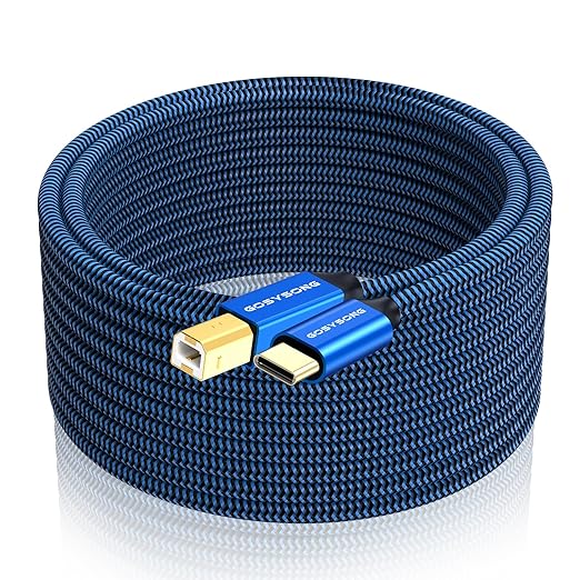 USB C to B Printer Cable 20ft, High Speed USB C Printer Cord Compatible with Printers, Scanners, Fax, Piano,Midi Keyboard,Audio Recording and More