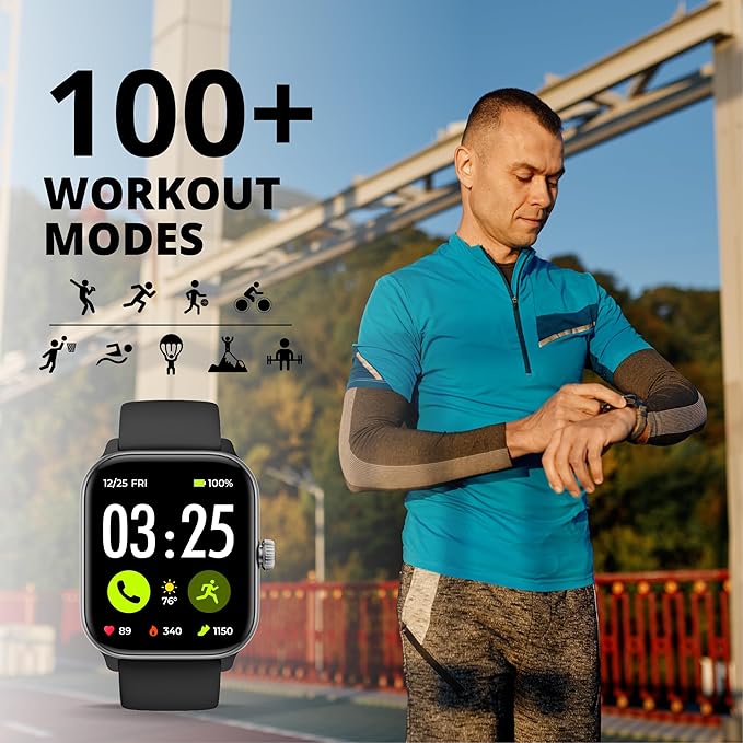 Spade & Co Health Smartwatch 4 - Smartwatch for Men & Women, Heart Rate, Sleep & SpO2 Monitor, Pedometer, Fitness Tracker, Answer/Make Calls IP68 Waterproof iOS & Android Compatible