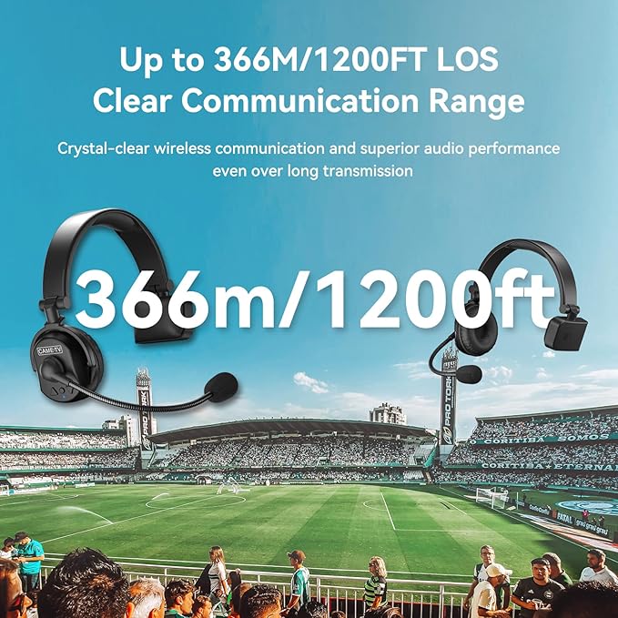 cametv Waero 1.9GHz Wireless Intercom Headset System Noise Cancellation Zero Latency Full Duplex 7 Person Team Communication with Hardcase for Church Boating TV Film Production Drone