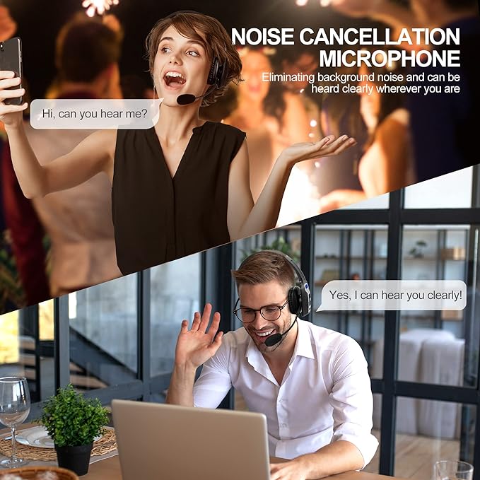 Trucker Bluetooth Headset, V5.2 Wireless Headset with Upgraded Microphone AI Noise Canceling, On Ear Bluetooth Headphone with Mute for Driver Office Call Center