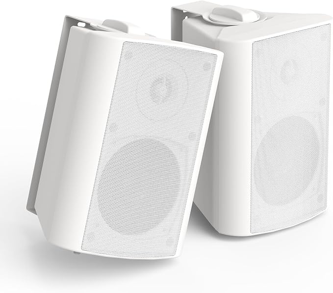 Herdio 4 Inch 200 Watt Outdoor Indoor Bluetooth Speakers,Wall Mount Waterproof Wired for Patio,Deck,Yard,Garage(White)