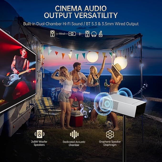 XIDU Portable Projector with WIFI and Bluetooth [Metal Housing/2000ANSI/UHD Native 1080P/Wireless Casting/Electric Focus/Auto Keystone] 4K Outdoor Movie Projector for Home,TV stick,iOS,Android,Laptop