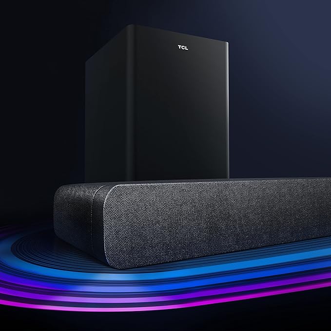 TCL Alto 8 Plus 3.1.2 Channel Dolby Atmos Smart Sound Bar with Wireless Subwoofer, WiFi, Works w/Alexa, Google Assistant & Apple Airplay 2, Bluetooth – TS8132, 39-inch, Black