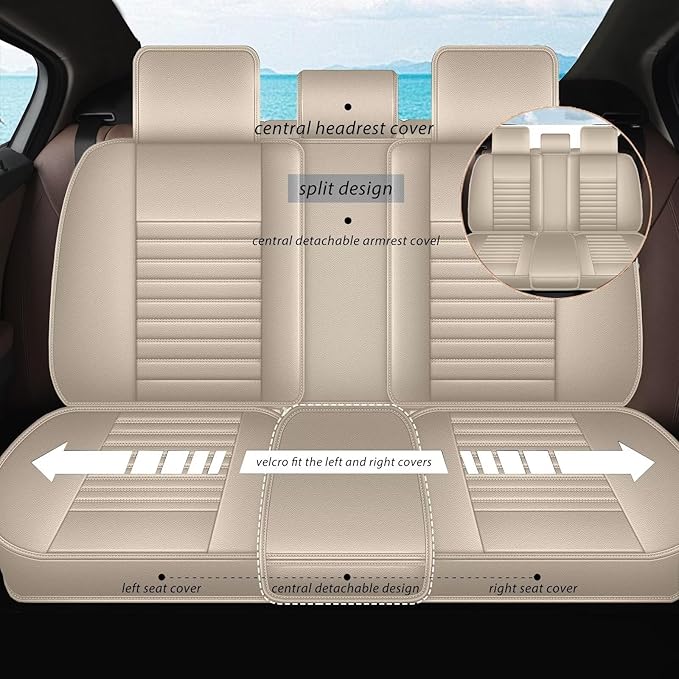 TTX LIGHTING Car Seat Covers Fit for Kia Sportage 2009-2026 Seat Covers Full Set 5 Seats Waterproof Faux Leather Car Seat Cushion Protector Compatible Airbag (Beige)