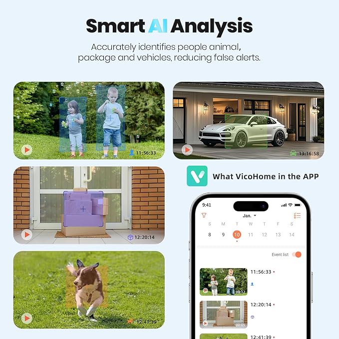 Techage Security Cameras Wireless Outdoor, 2K Battery Powered WiFi Cameras for Home Security with AI Motion Detection, Color Night Vision, 2-Way Talk, IP66 Waterproof, Cloud/SD Storage