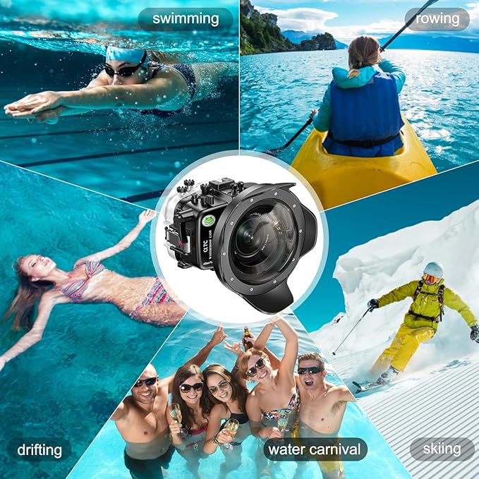Sea frogs Waterproof Camera Housing compatible with Sony A7C 28-60MM 10-18MM with Wide Angle Fisheye Lens IPX8 40m/130ft Maximum Diving Depth Underwater Camera Case for Diving, Surfing, Rowing, Skiing