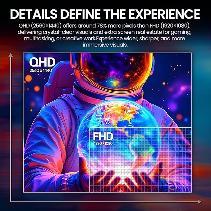 CRUA 27'' Curved Gaming Monitor 260Hz/240Hz, QHD 1440P 1800R VA Panel Computer Monitor with Built-in Speakers, Support AMD FreeSync, 120% sRGB, Blue Light Filter, HDMI2.0 & DP1.4, Wall Mountable-Black