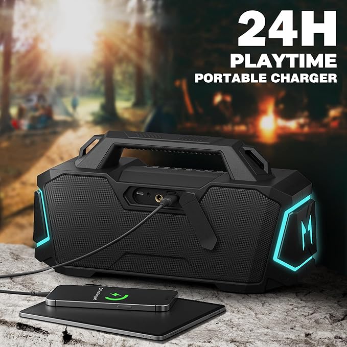 Bluetooth Speaker,Musibaby M1 Portable Bluetooth Speakers:Loud Stereo Sound with Subwoofer,Deep Bass,IPX6 Waterproof,Wireless Speaker with BT5.3,Dual Pairing,24H+ Playtime for Outdoor,Beach(Blk)