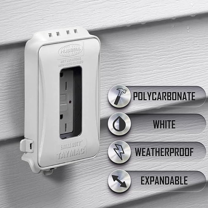 TAYMAC ML500W Single-Gang Mount 16-in-1 Flat Nonmetallic Weatherproof Vertical/Horizontal, 1-Pack, White