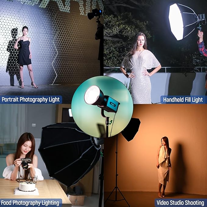 Weeylite Ninja 200 60W LED Video Light, Bi-Color 2800-8500K LED Continuous Lighting with CRI 95+ 15400lux@1m, App Control and Bowens Mount Adapter for Portrait Wedding Outdoor Shooting YouTube Videos