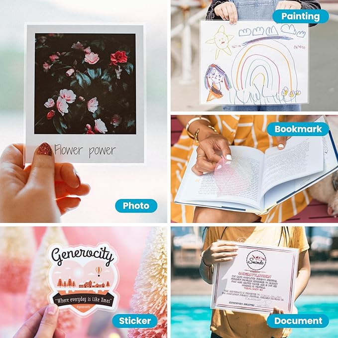 T&W SAME FILM 50 Pack Self Adhesive Laminating Sheets, 4mil, 5.8 x 8.3 Inch Laminating Sheets, Self Sealing Laminating Sheets for Laminator, Round Corner, No Heat, No Machine Needed (A5)