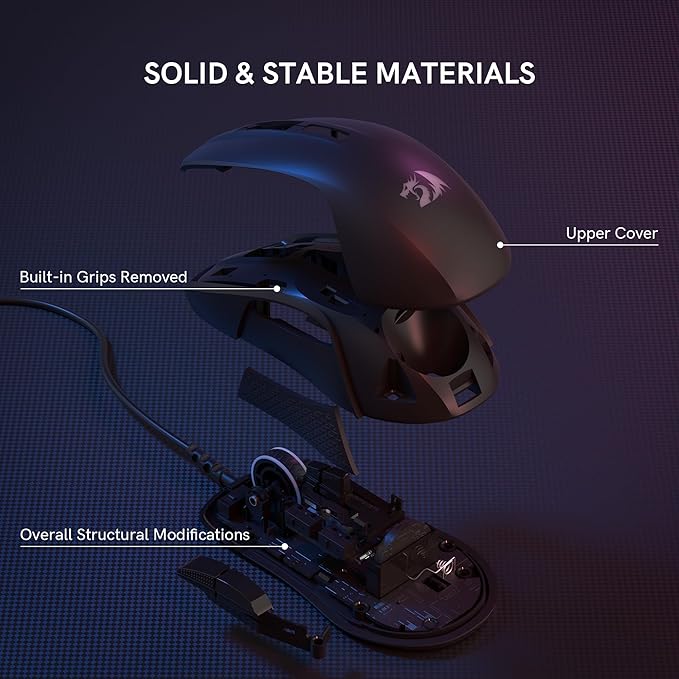 Redragon Wired Gaming Mouse, Black PC Gaming Mice with RGB Backlits, 7 Programmable Macro Buttons, Max 12800 DPI, 1000Hz Polling Rate, Cool Corded Optical Mouse for Computer/PC/Laptop/Gamer, M718-AIR