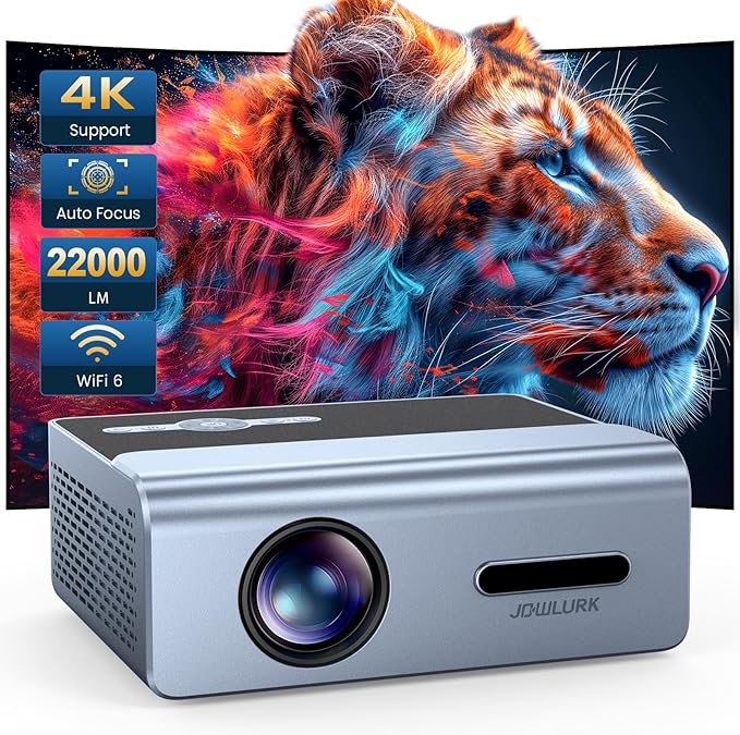 [Electric Focus] Projector with Wifi and Bluetooth, 22000L Auto Keystone Outdoor Projector 4K Support, JOWLURK Native 1080p Movie Projector for iOS/Android/TV Stick/HDMI/USB/Laptop/PS5