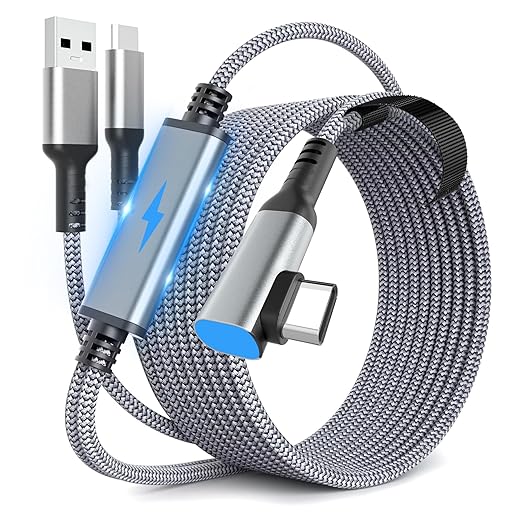 Link Cable 16FT for Meta Quest 3S, Quest 3, Oculus Quest 2/Pro Accessories/PC and Steam VR, Charging Cable While Playing All Day, with USB C Sufficient Power Charger for VR Headset