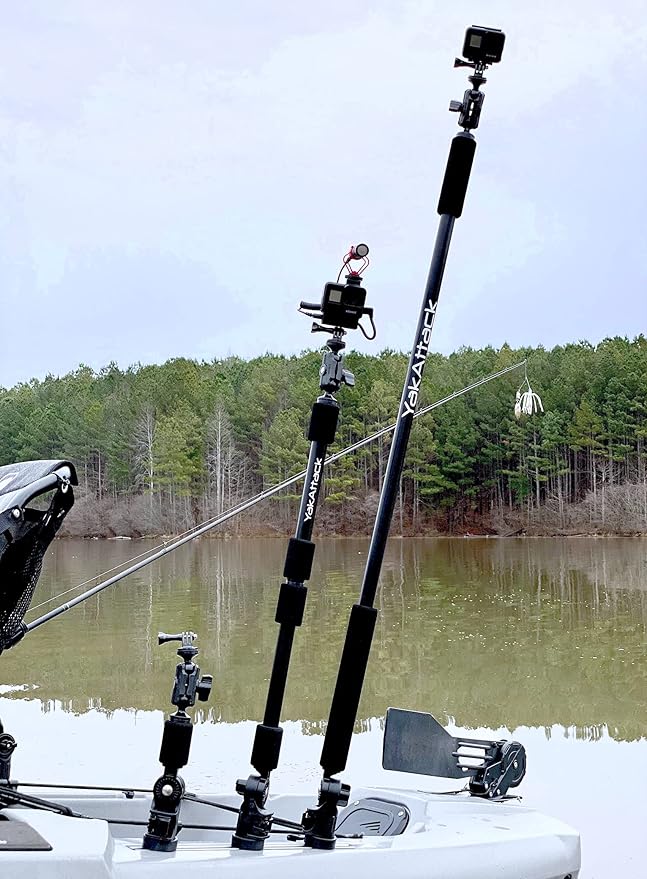 YakAttack Boomstick Pro Camera Mount | 51.5" Floating Aluminum Pole with LockNLoad Base | Includes GoPro & 1/4-20 Camera Attachments | 360° Rotation | Made in USA