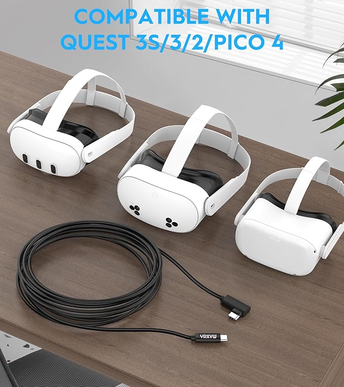 Link Cable 16FT for Meta/Oculus Quest 3S/Quest 3/Quest 2/Pro Accessories, High Speed Data Transfer Type C Replacement Charging Cable,Fast Charger USB C to USB C 3.0 Cord for VR Headset(16FT)