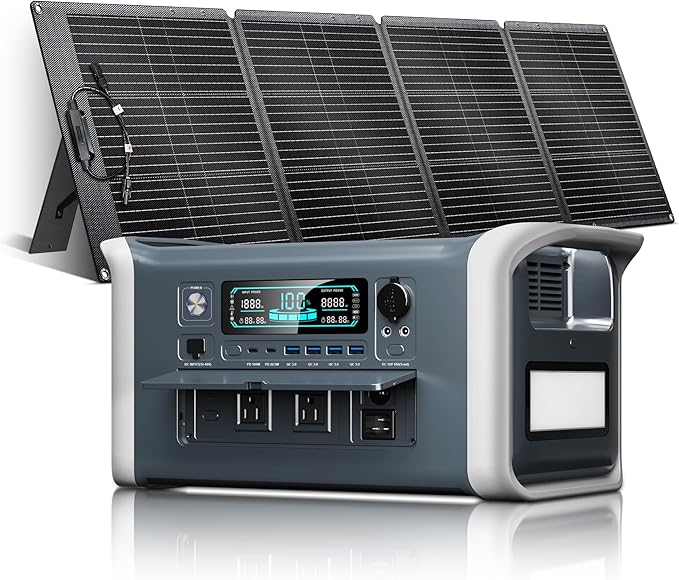 Solar Generator 1600W with 200W Solar Panel - 1024Wh Portable Power Station 1000W AC Output Fast Charging 0-80% in 1Hr for RV Camping Off-Grid Living