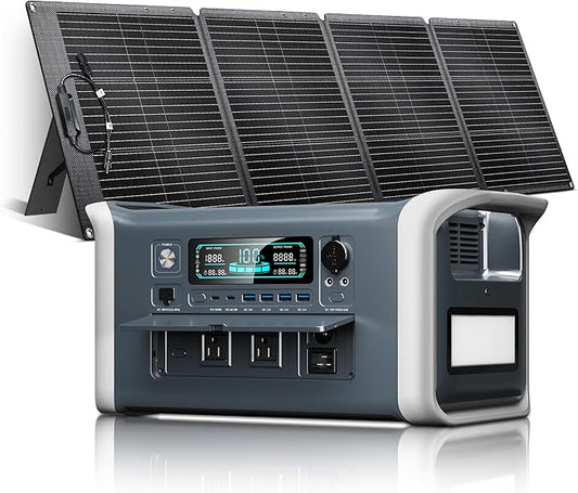 Solar Generator 1600W with 200W Solar Panel - 1024Wh Portable Power Station 1000W AC Output Fast Charging 0-80% in 1Hr for RV Camping Off-Grid Living