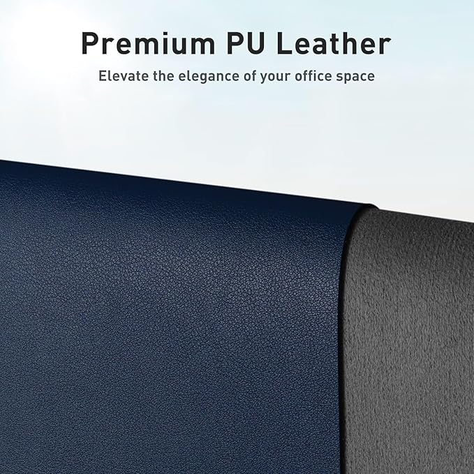 Aothia Leather Desk Pad Protector, Mouse Pad, Office Desk Mat, Non-Slip PU Leather Desk Blotter, Laptop Desk Pad, Waterproof Desk Writing Pad for Office and Home (48"x17", Dark Blue)