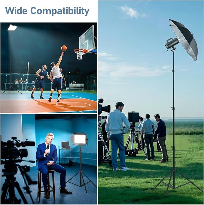 13.1' Heavy Duty Light Stand Photography, Sdfghj 157.2in/4m Adjustable Metal Professional Sky High Tripod with Air Cushioned with 1/4"& 3/8" Screw Adapter Compatible with Most DSLR Cameras