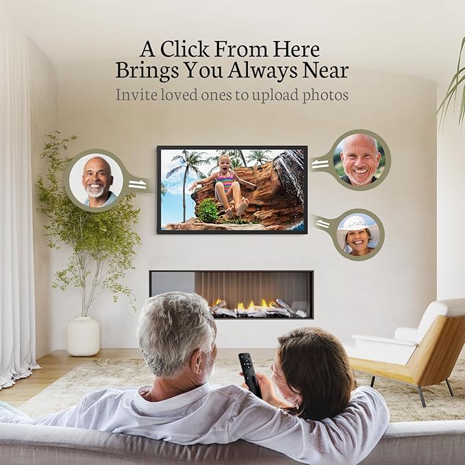 BSIMB Large Digital Picture Frame 21.5 Inch, 1920x1080 FHD WiFi Digital Photo Frame Electronic 32GB Remote Control, Share Pictures/Videos via App/USB/SD Easy Setup Gifts for Mom(Non-Touch), Black