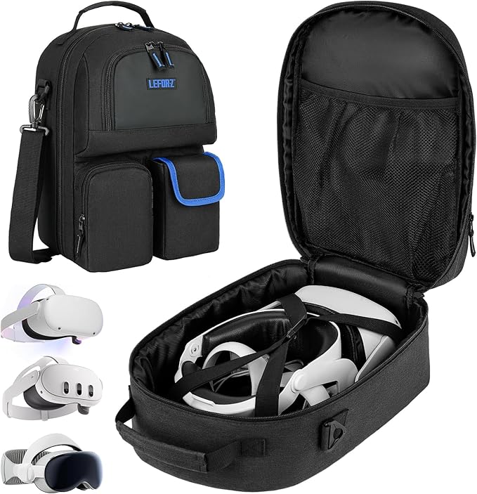 VR Carrying Case Compatible with Meta Quest 3S/Quest 3/Oculus Quest 2/Quest Pro/Vision Pro,Travel Storage Bag Fits for Elite Version VR Gaming Headset,Touch Controllers and Accessories(Bag Only)