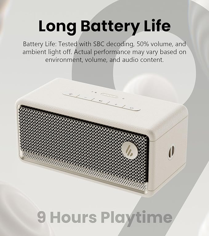 Edifier ES60 Bluetooth Speaker, Portable with Stereo Pairing, IP66 Dustproof & Waterproof 9H Playtime BT5.4 34W RMS Dual Device Connection Ambient Light for Home Party Outdoor Beach – Ivory