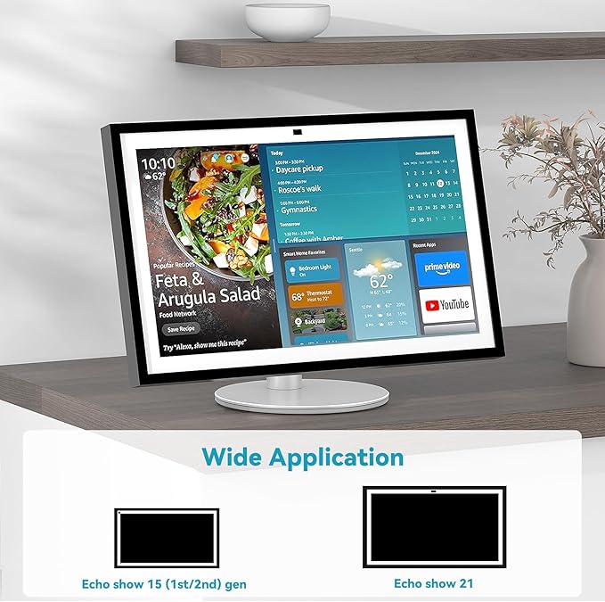 Tiltable Stand for Echo Show 21 & 15 (1st, 2nd Gen), Rotatable & Adjustable, Compatible with Echo Show 21, 15 1st & 2nd Gen, Aluminum Tabletop Stand
