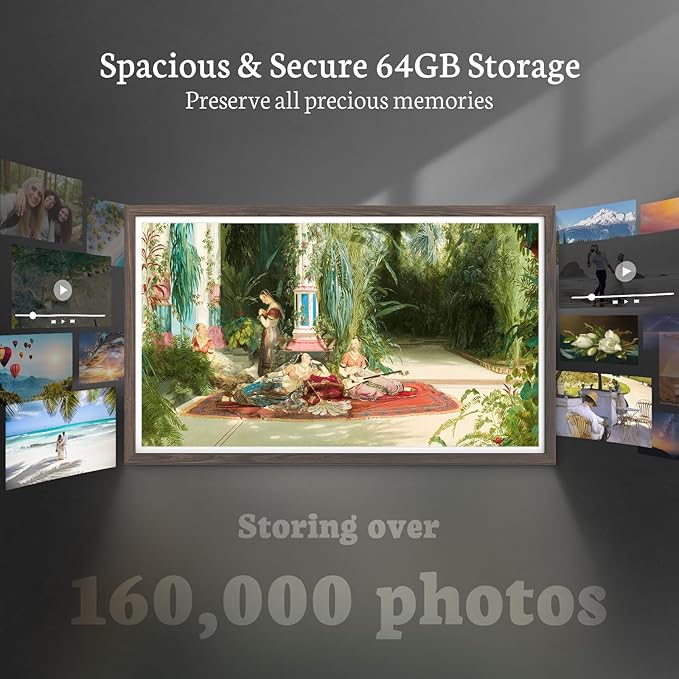 BSIMB Large Digital Picture Frame 32 Inch, 64GB 1920x1080 FHD WiFi Digital Photo Frame Electronic, Wall Mount Included, Share Pictures/Videos via App Easy Setup Gifts for Mom(Non-Touch), Dark Wood